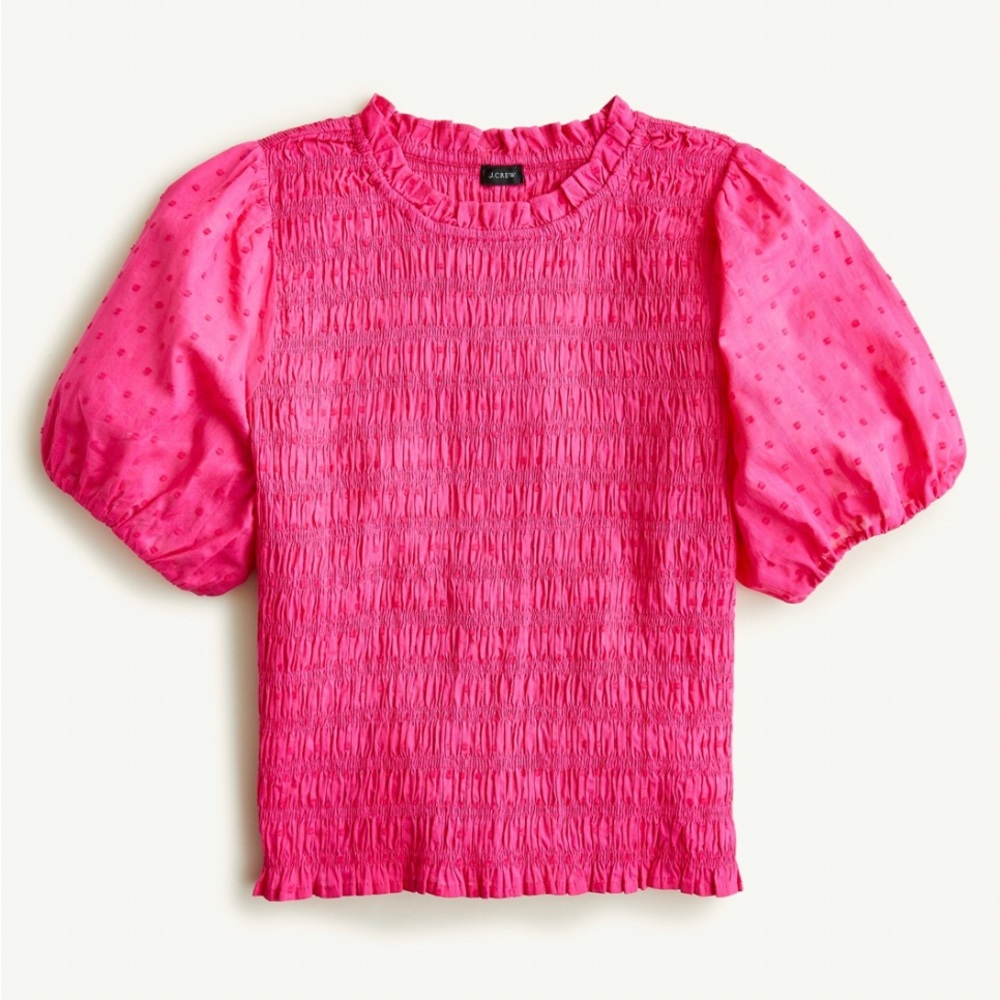 NWOT JCrew Puff-sleeve textured voile smocked top - XXS